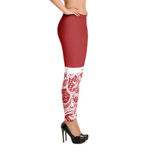 Load image into Gallery viewer, Red Lace Print Leggings