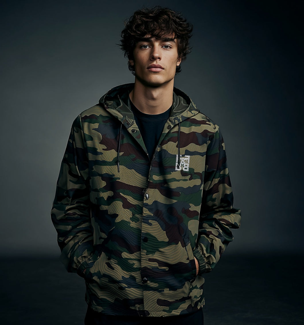 F&B Drip Forest Camo Water-Resistant Windbreaker