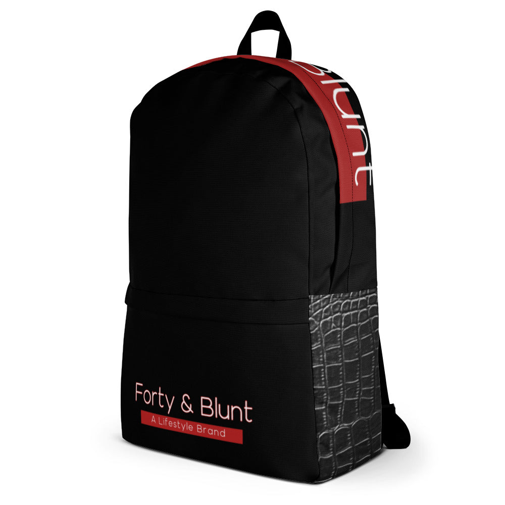 Black Crocodile Trim Print Backpack