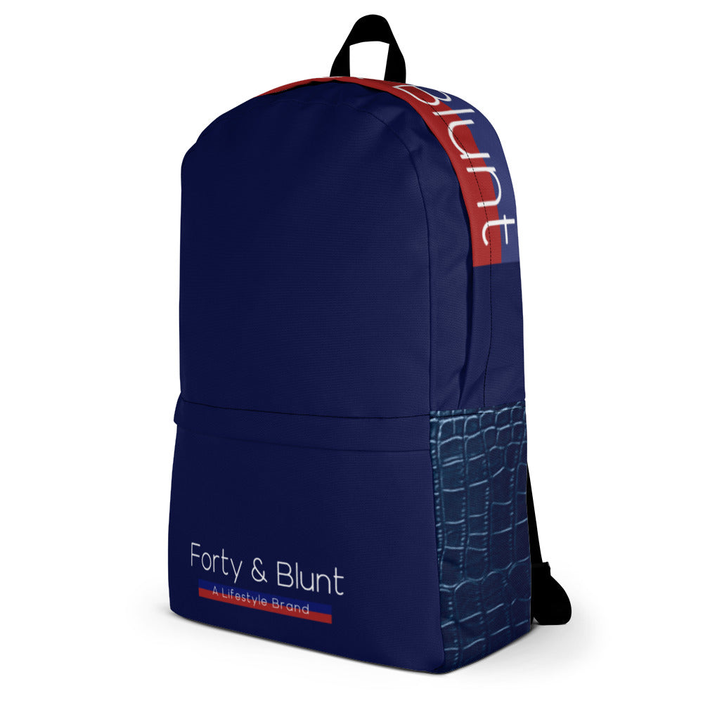 Blue Crocodile Trim Print Backpack